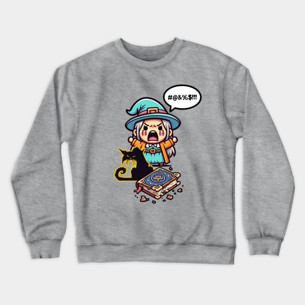 Cute Cursing Witch Crewneck Sweatshirt by Doodles of Darkness